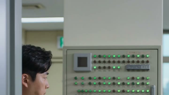 수신기 앞에서 신호를 확인하는 담당자